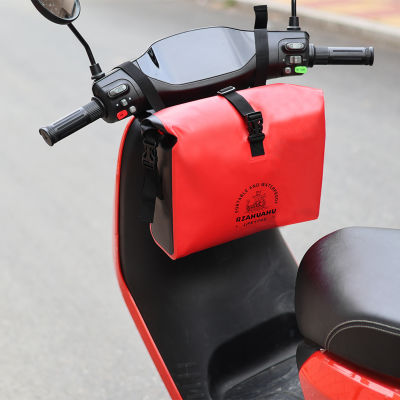 กระเป๋ากันน้ำสำหรับจักรยาน Rainproof Handlebar Front Tube Basket Large Capacity Front Hanging Pouch Storage Pocket Bike Accessories