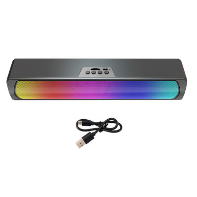 เกม 5.0 เดสก์ท็อป USB ชาร์จได้รองรับบลูทูธ 3D สเตอริโอสีดำเบสควบคุมระดับเสียง RGB สำหรับเพลงคอมพิวเตอร์ลำโพงไร้สาย