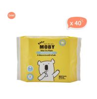 (ยกลัง40ห่อ) ผ้าเช็ดอเนกประสงค์ BABY MOBY สำหรับเด็ก 20×20 ซม. 30 แผ่น ผ้าเช็ดมือ ผ้าเช็ดหน้า ใช้เช็ดทำความสะอาดได้ทั้งมือ หน้า เช็ดน้ำมูก