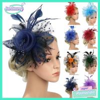 TANTUANG ผู้หญิงสาว Fascinators ผม งานแต่งงาน ดอกไม้ตาข่าย ที่คาดผม ALICE กิ๊บติดผมขนนก หมวก fascinator ที่คาดผมงานเลี้ยงน้ำชา