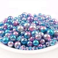 3-12mm Gradient Colorful Pearl Beads ABS Imitation Pearl with Hole Round Loose Spacer Bead for DIY Bracelet Craft Jewelry Making Beads