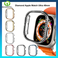 เคสสำหรับ Apple Watch ป้องกันเพชรแถวระยิบระยับแบบพิเศษ49มม. บั๊มเปอร์เฟรมแบบกลวง PC ผู้หญิงสำหรับ I Watch Series 8 Pro 49มม. ฝาครอบป้องกัน