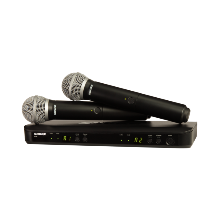 ไมค์-shure-blx288-pg58-ชุดไมค์ลอย-ไมค์คู่-ไมค์ไร้สายเสียงดี-wireless-dual-vocal-with-two-handheld-transmitters