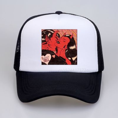 2023 New Fashion  Lovehell Baseball Cap Chic Harajuku Vintage Devils Kiss Cap Angel And Devil Snapback Hats，Contact the seller for personalized customization of the logo