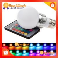 โปรโมชั่น+++ New Alitech หลอดไฟ 3W E27 LED RGB 16 สี + รีโมท ราคาถูก หลอด ไฟ หลอดไฟตกแต่ง หลอดไฟบ้าน หลอดไฟพลังแดด