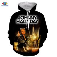 SONSPEE Johnny Hallyday เสื้อมีฮู้ดเสื้อแนวสตรีทมีลายพิมพ์ลาย3D เสื้อกันหนาวมีฮู้ดแฟชั่นกราฟิกเสื้อสวมหัวเสื้อ F6