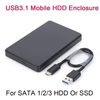 กล่องฮาร์ดดิสก์ USB3.1 2.กล่อง HDD 5นิ้วพร้อมเคสฮาร์ดดิสก์แบบพกพาสาย USB3.0ไปยังชนิด C สำหรับ SATA 1/2/3 HDD หรือ SSD