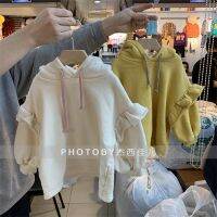 ❀ Winter Girls Plain Ruffled Sleeves Fleece Loose Track Hoodie Kids Outfit Coat Tops Baby Sweatshirt Children Outerwear 1 8 Years