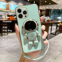 P40 P50 Huawei สำหรับมืออาชีพ P30กันกระแทก P30 P40มีสายคล้องมือพร้อมเชือกคล้องมือ P50โปรสุดเท่มีสไตล์สุดเท่หรูหราทันสมัยสำหรับนักบินอวกาศเคสมือถือซิลิโคนนิ่มโทรศัพท์มือถือยืน