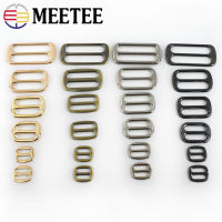 Meetee 10pcs 12-50mm Metal Belt Buckles Bag Strap Slider Tri-Glide Webbing Adjuster Buckle DIY Backpack Hook Clasp Accessories