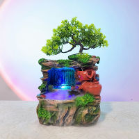 ของขวัญที่ดีที่สุดสำหรับเดสก์ท็อปในร่ม Flowing Waterfall Fountain Home Decor Relax Resin Rockery Ornament Water Fountain Crafts