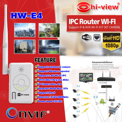 Hi-View ตัวขยายสัญญาณ wi-fi IPC Router Wi-Fi for NVR Point 4 Ch. รุ่น HW-E4
