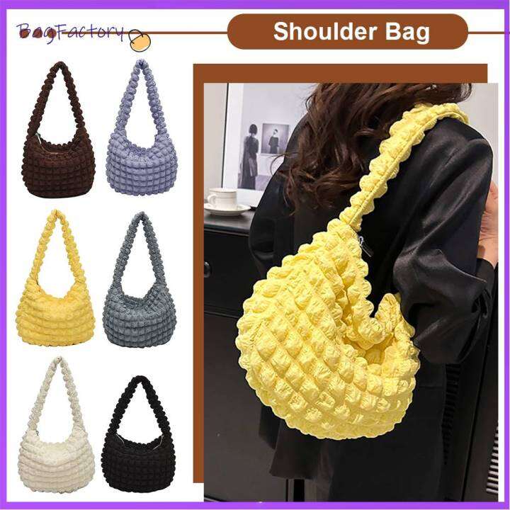 - Women Hobo Bag 2023 Pleated Quilted Puff Bubble Korean Girls Purse ...