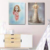 Luyameishop Nicoletta Ceccoli Wall Art ตุ๊กตาโปสเตอร์สาวพิมพ์ปลา Fairy Tale World Modular ภาพภาพวาดผ้าใบสำหรับห้องนอนตกแต่งบ้าน