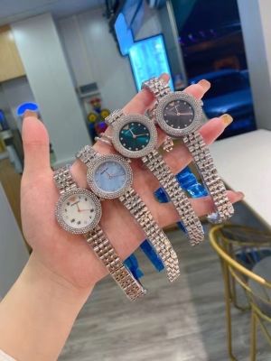 (สายเงิน) Original Armanis คุณภาพสูงนาฬิกาข้อมือสตรีแฟชั่นขนาดเล็กสุภาพสตรีนาฬิกาควอตซ์เพชรตกแต่งสายสแตนเลส