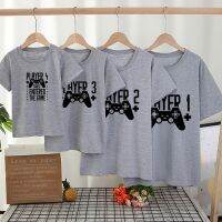 [COD] Game console model player1 letter European and family T-shirt short-sleeved top ins style parent-child