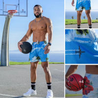 （Ready Stock）? Sports shorts mens summer thin loose fashion brand beach shorts sweatpants basketball running American Bermuda shorts YY