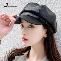 Autumn Winter Hats for Women Solid Plain Octagonal Newsboy Cap Men Ladies Casual Pu Leather Hat Winter Beret Women Painter Cap