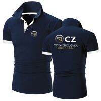 เสื้อโปโลสำหรับผู้ชาย CZ Ceska Zbrojovka 2023เสื้อผ้าแฟชั่นผู้ชายใหม่ฤดูร้อนลดกระหน่ำระบายอากาศเสื้อโปโลลำลองสีทึบเข้ารูปพอดี