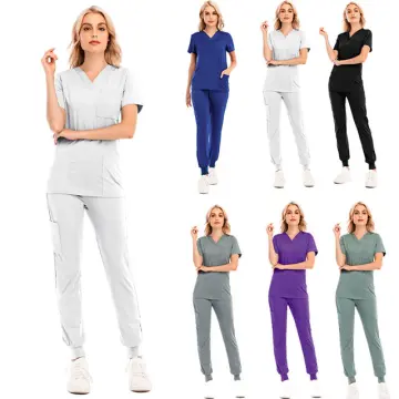 2Pcs/Set Medical Women Nursing Scrub Suit Nurse Uniform T-Shirt Tops Pants  Set