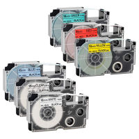 6 แพ็ค XR-18WE XR-18X XR-18RD XR-18BU XR-18YW XR-18GN Label Tape Cassette ใช้งานร่วมกับเครื่องพิมพ์ฉลาก  เข้ากันได้ Casio Ez KL-120 KL-430 KL-C500 KL-750 KL-750B KL-820 KL -7000 Kl-8100 KL-8200 เครื่องผลิตฉลาก (3/4 x