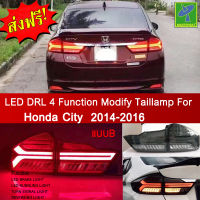 Mastersat HONDA City รุ่นปี 2014-16 Taillamp แบบB โคมไฟท้าย ไฟวิ่ง Led +ไฟเลี้ยว ในกันชน ตรงรุ่น วัสดุ ABS อย่างดี กันน้ำ ไฟหรี่ ไฟแต่งรถ  ไฟรถแต่ง ใส่แล้วสวยกว่าเดิม