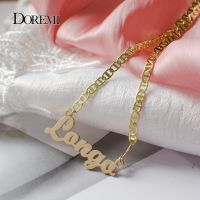 DOREMI Stainless steel Custom Name Necklace Gold Old English Pendant Custom Nameplate Necklaces for Women Men Gifts Wholesale