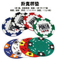 }qi4 แผ่น 1 กลุ่ม Texas Holdem เครื่องประดับโป๊กเกอร์ที่รองแก้ววัสดุยางนุ่ม POKER สไตล์ชิป