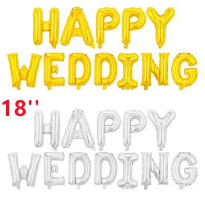 ลูกโป่งฟอยล์ 18นิ้ว เซ็ทตัวอักษร HAPPY WEDDING ลูกโป่ง งานแต่ง ส่งไว จากไทย