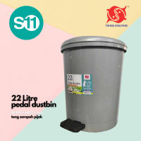 S11 X ฝาแฝดปลาโลมา22ลิตรถังขยะเหยียบสีเทา/ขั้นตอนถัง/ถังขยะ Pijak Gh2813 22L