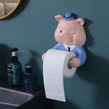 PVC Pig Style Novelty Toilet Paper Holder With Punch Free Hand