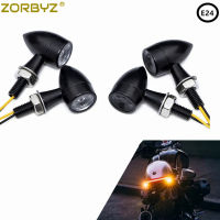 ZORBYZ รถจักรยานยนต์โลหะสีดำ Mini LED Bullet ไฟเลี้ยวสำหรับ Suzuki Yamaha Choppers Cruisers Cafe Racer