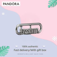 100% authentic Pandora Me Space Grey Freedom Script ชุบ Ruthenium โซ่ยาว, Pandora Charm