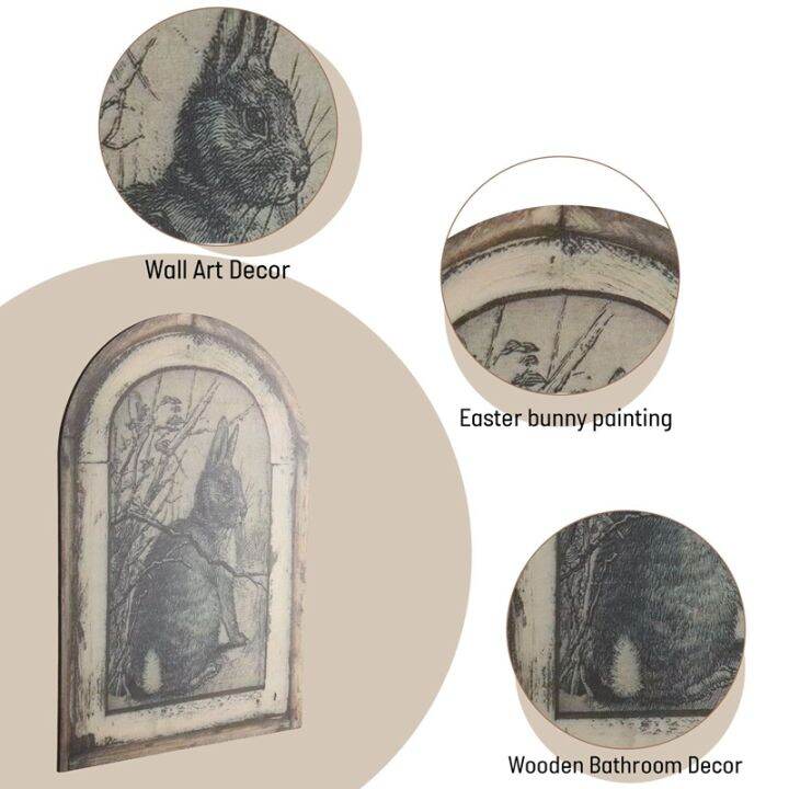 rabbit-wall-art-country-farmhouse-decoration-european-and-american-style-series-paintings-porch-mural-decoration-frame