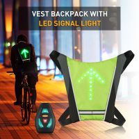 USB Rechargeable Reflective Vest Backpack with LED Turn Signal Light Remote Control Outdoor Sport Safety Bag Gear for Cycling