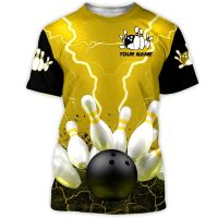 เสื้อยืดผู้ชาย Bowling Personalized ชื่อเสื้อยืด เสื้อยืดผู้ชาย 3D Printing เสื้อยืด Unisex Summer Casual แขนสั้นด้านบนส่งโบว์ลิ่งรัก XS-5XL