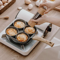 24 Hole Frying Pot Thickened Omelet Pan Black Non-stick Egg Steak Ham Pancake Wooden Handle Kitchen Cooking Breakfast Maker