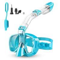 Snorkel Mask Foldable Diving Mask Set with Dry Top System and Camera Mount, Anti-Fog Professional Snorkeling Gear