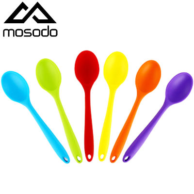 MOSODO ซิลิโคนให้บริการช้อนด้ามยาว Nonstick ผสมทัพพีทำอาหารซุปช้อนครัวภาชนะอุปกรณ์เครื่องมือ