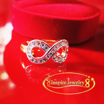 Inspire Jewelry แหวนฟรีไซด์ฝังเพชรสวิสเจียเหลี่ยม H&A งานจิวเวลลี่ ฝังจิกไข่ปลา / gold plated หุ้มทอง