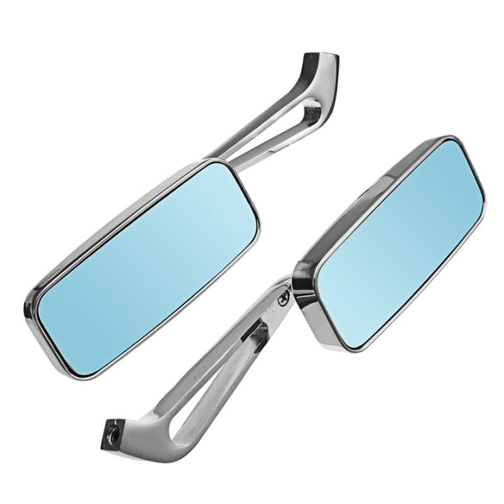 กระจกมองข้างทรงสี่เหลี่ยมนูนทรงสี่เหลี่ยมกระจกมองหลังจักรยาน-universal-กระจกสีฟ้าสำหรับ-harley-honda