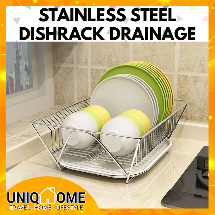 304 Silver Stainless Steel Kitchen Rack Sink Drain Rack Dish Bowl