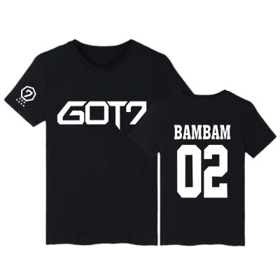 Alimoo มีไซส์ใหญ่ ผู้ชาย &amp; ผู้หญิง เสื้อยืดผ้าฝ้ายแขนสั้นฮิปฮอปพิมพ์ GOT7 02 BAMBAM สำหรับผู้ชาย S-5XL