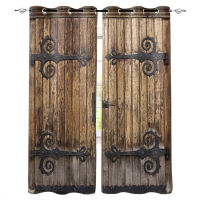 Vintage Farm Wood Door Rustic Modern Luxury Curtains Living Room Bathroom Kitchen Curtains Household Products