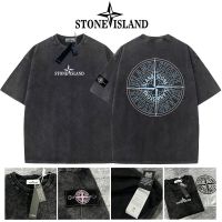 Stone Islandˉ washed old purple logo badge cotton sports short-sleeved t-shirt men and women couple models 015 010 004 020❉