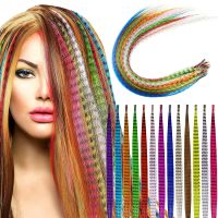 Colord Stands of feathers for hair extension synthetic rainbow fake hair accessories for women hairpiece extensions