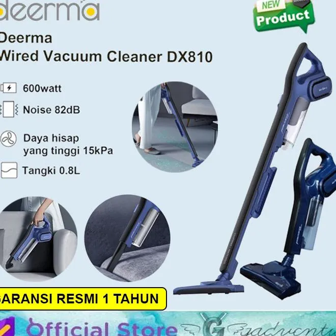 Deerma Dx810 Vacum Vakum Vacuum Cleaner Derma Penyedot Debu 600W 15Kpa