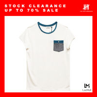 (SIX P.M.) PLAYMORE POCKET PLAY TEE / เสื้อยืดสีขาว ตัดต่อสีคอ แต่งกระเป๋า ทรงปกติ / PMTS