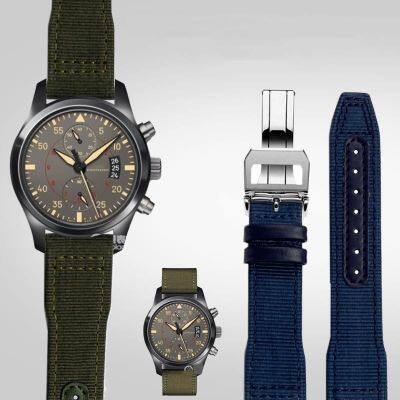 ✁❈❈ 20 มม. 21 มม. Sports Nylon Watchband for IWC Mark 18 Little Prince Pilot Portugeot Series สร้อยข้อมือสายคล้องกันน้ำสีดำสีเขียวสีฟ้า