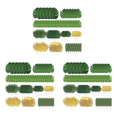216 Pcs Artificial Palm Tropical Leaves Jungle Leaves Decorations for Beach Baby Shower Wedding Birthday Decorations